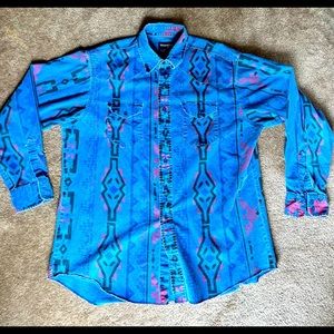 Vintage Wrangler Aztec Western Shirt X-Long Tails